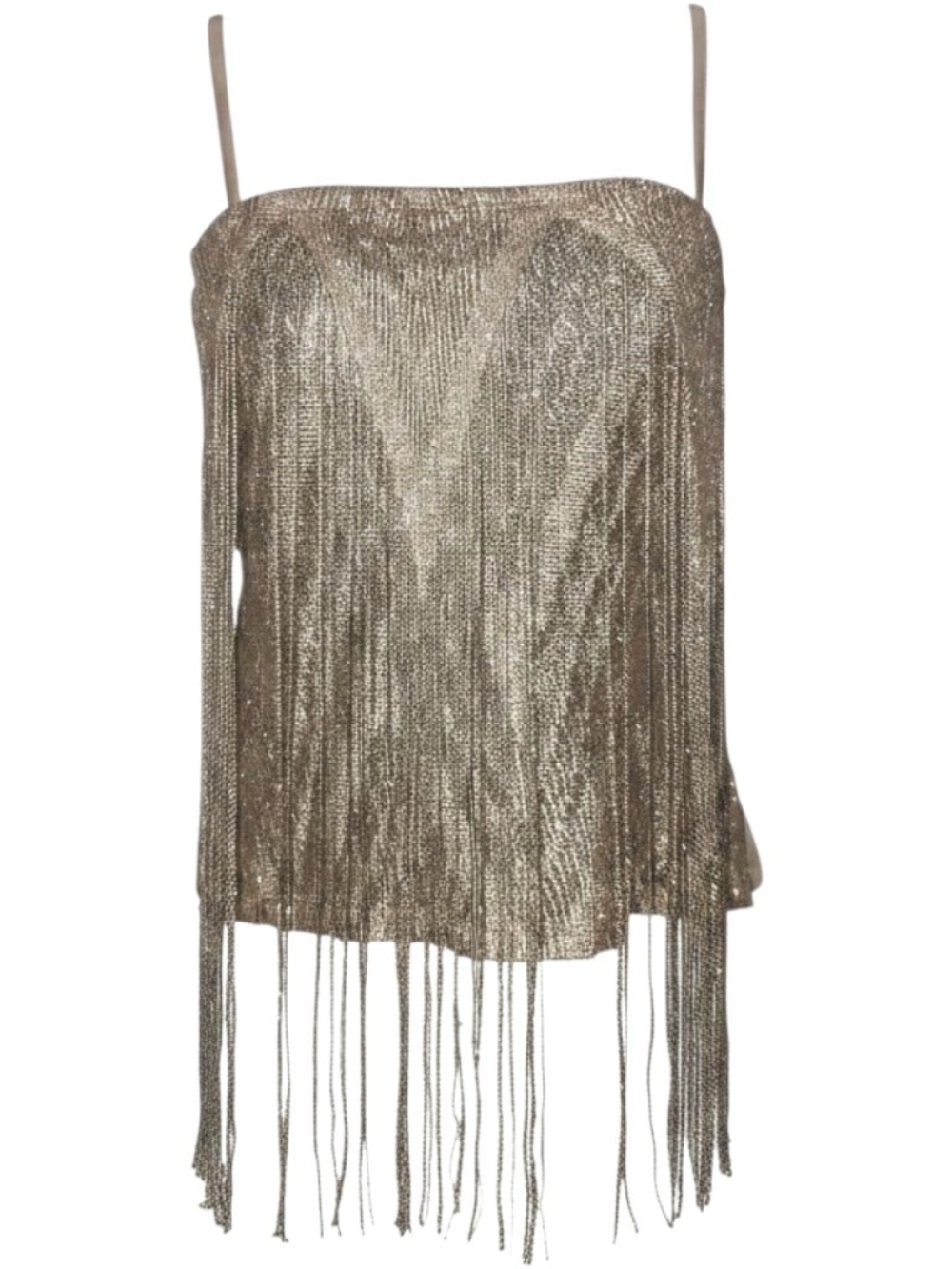 Love Squared Metallic Taupe Fringe Camisole Size S - Picture 3 of 5